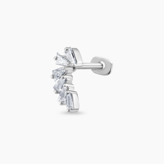 Vega Trapeze Cut Diamond White Gold Piercing - Nev Jewellery