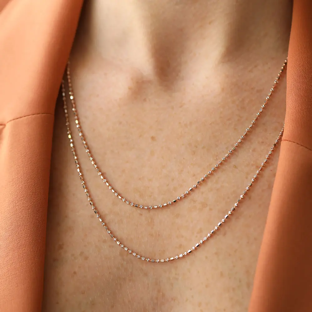 Vein Rose ve Beyaz Altın Zincir Kolye - Nev Jewellery (1)