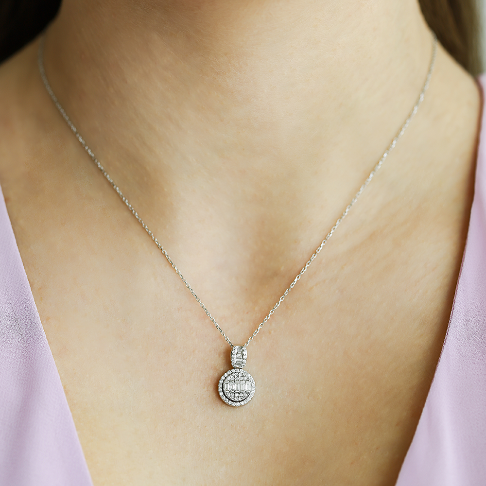 Velora 0.49 CT Baguette Diamond White Gold Necklace - 2