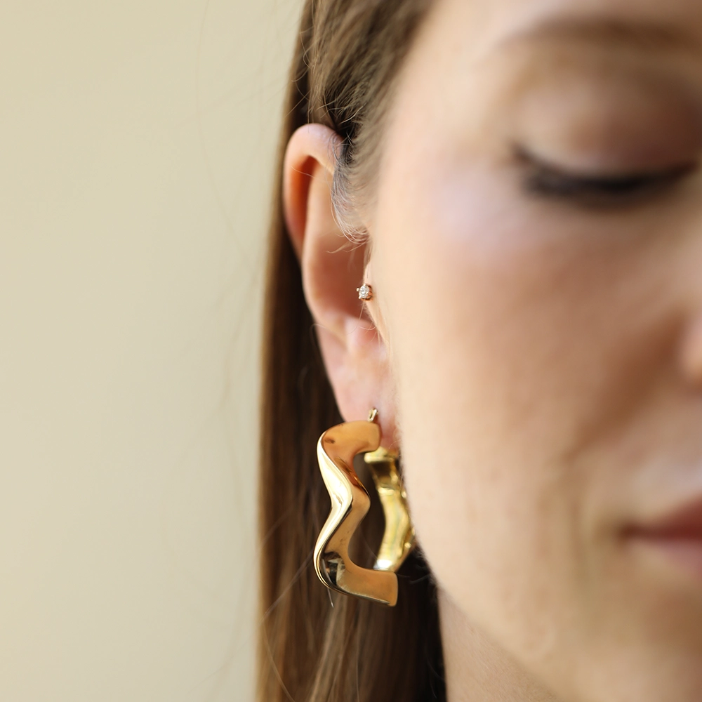 Velora Yellow Gold Italian Hoop Earring - 3
