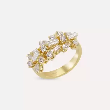 Vera 1.22 CT Baguette and Pear Cut Diamond Yellow Gold Ring - Nev Jewellery (1)