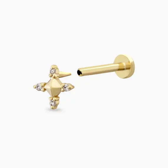 Vesta Diamond Yellow Gold Piercing - 3