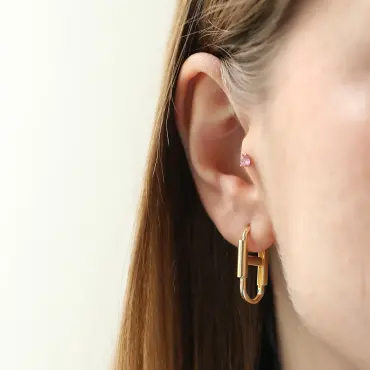 Vinca Sarı Altın İtalyan Halka Küpe - Nev Jewellery (1)