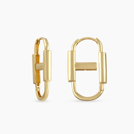 Vinca Sarı Altın İtalyan Halka Küpe - Nev Jewellery