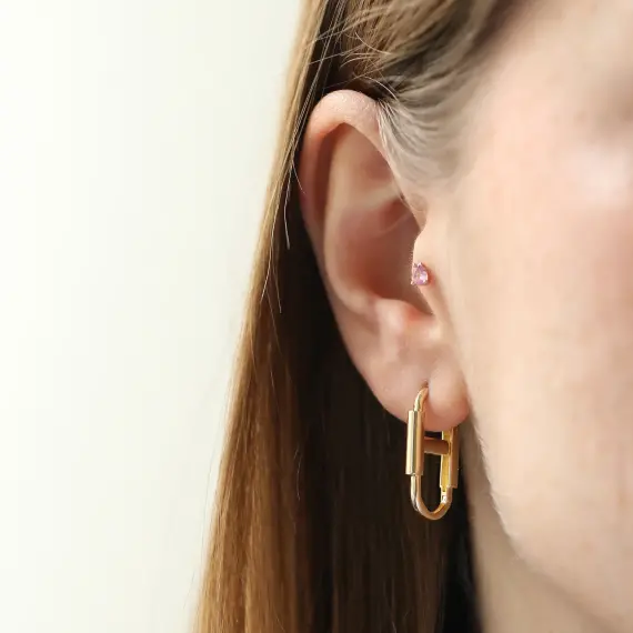 Vinca Yellow Gold Italian Earring - 2