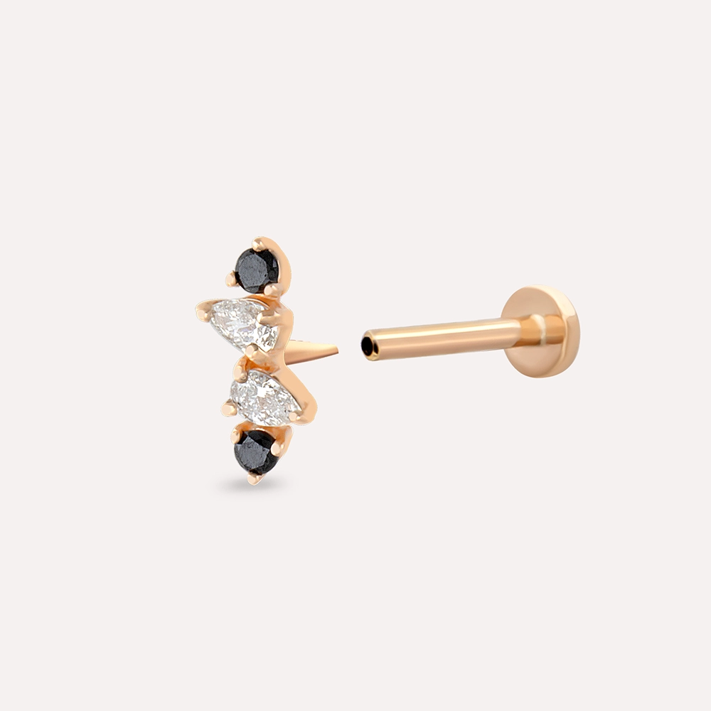 Vine Black Diamond Rose Gold Piercing - 4