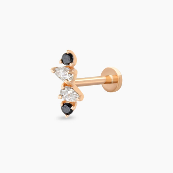 Vine Black Diamond Rose Gold Piercing - Nev Jewellery