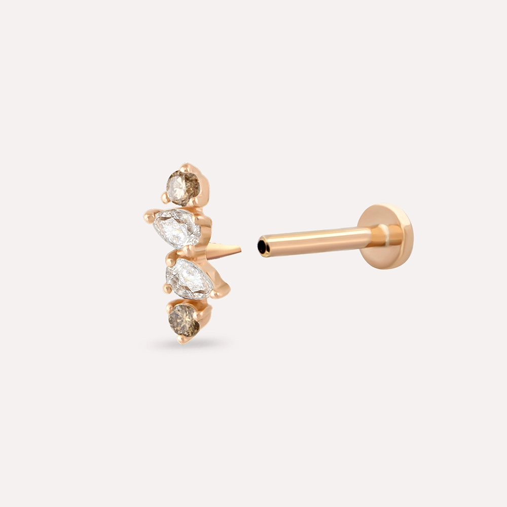 Vine Brown Diamond Rose Gold Piercing - 4