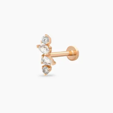 Vine Damla Kesim Pırlanta Taşlı Rose Altın Piercing - Nev Jewellery (1)