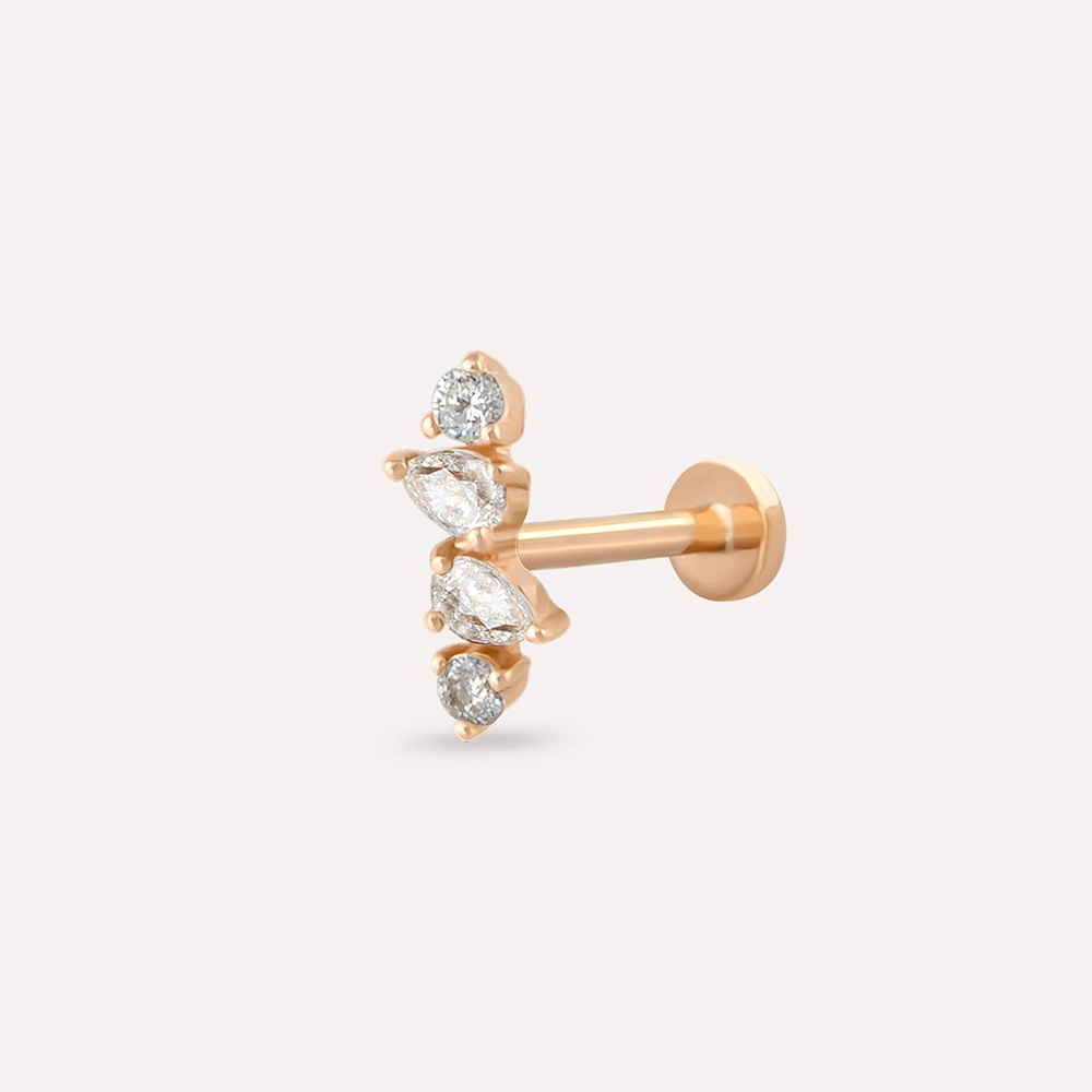 Vine Pear Cut Diamond Rose Gold Piercing - 1