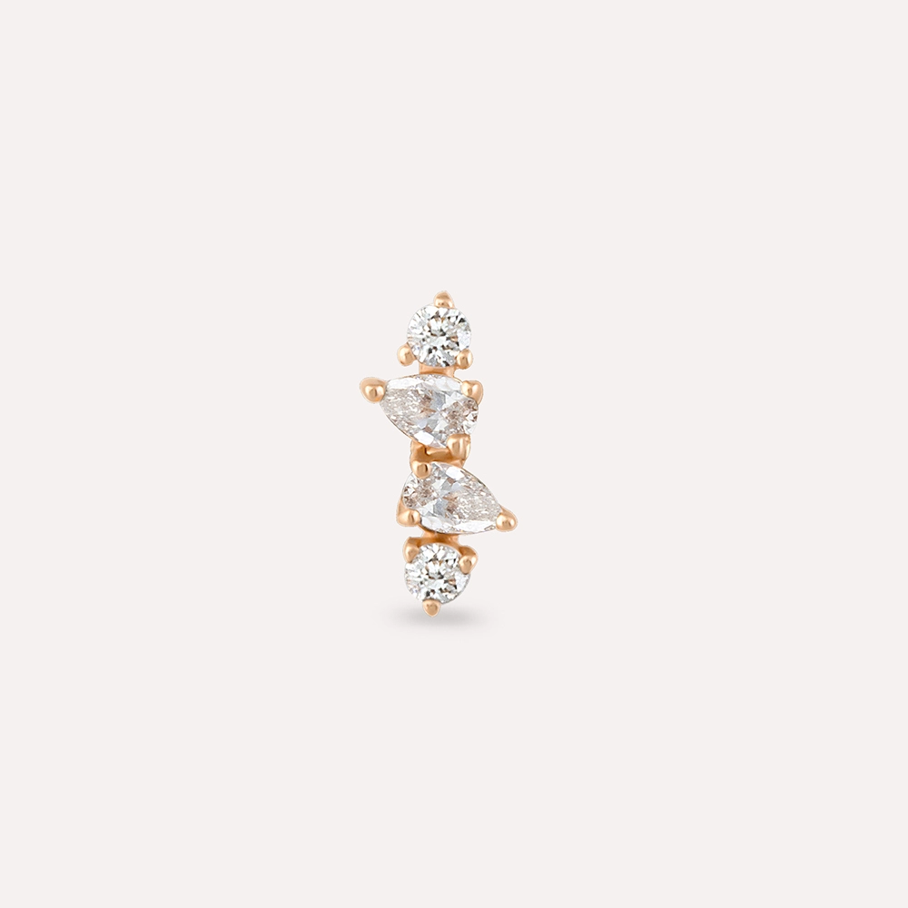 Vine Pear Cut Diamond Rose Gold Piercing - 3