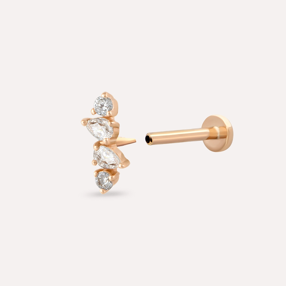 Vine Pear Cut Diamond Rose Gold Piercing - 4