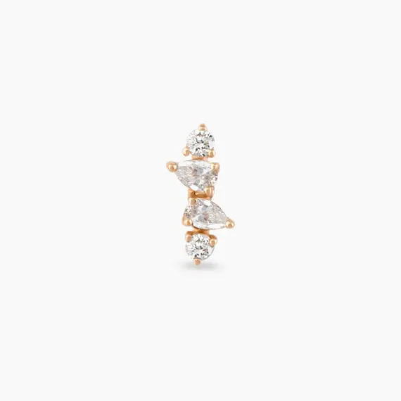 Vine Pear Cut Diamond Rose Gold Piercing - 3