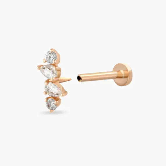 Vine Pear Cut Diamond Rose Gold Piercing - 4