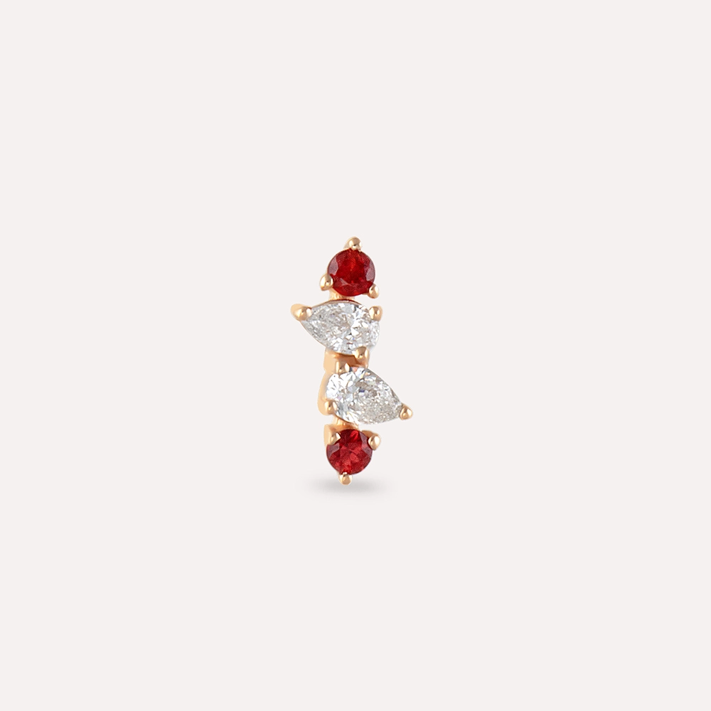 Vine Red Sapphire and Diamond Rose Gold Piercing - 3