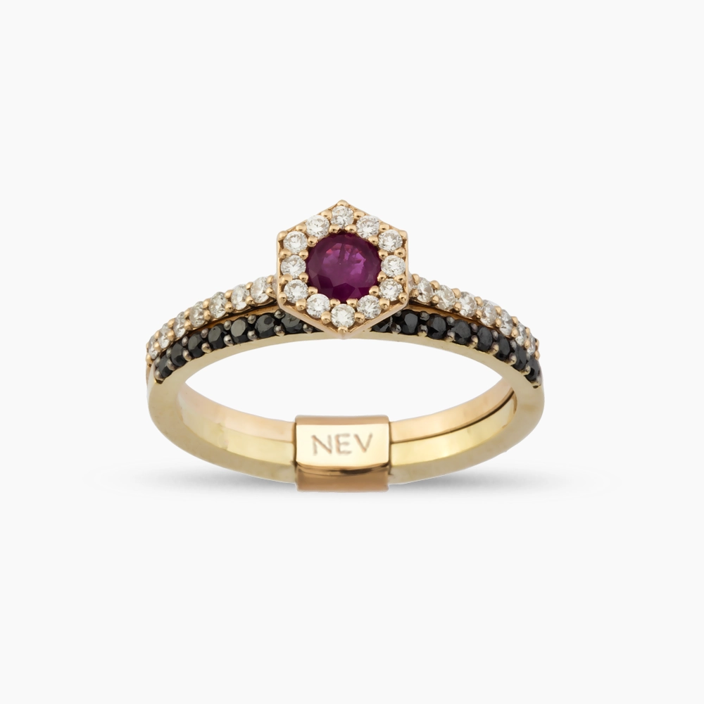 Vino 0.77 CT Ruby and Diamond Ring - 1