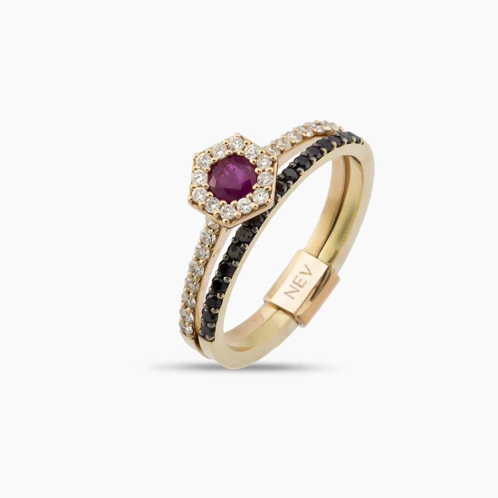 Vino 0.77 CT Ruby and Diamond Ring - 4