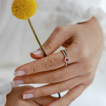 Vino 0.77 CT Ruby and Diamond Ring - Nev Jewellery (1)