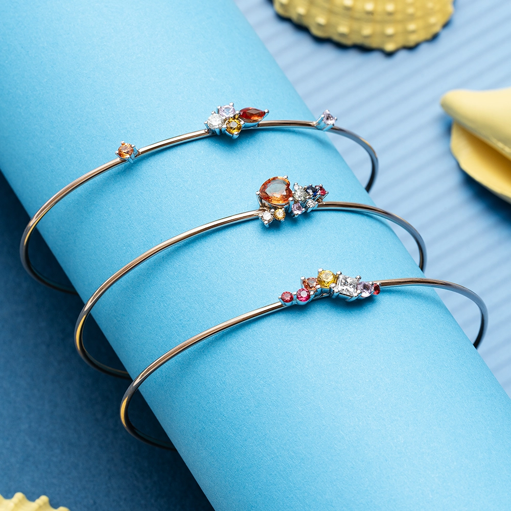 Violet Multicolor Safir ve Pırlanta Taşlı Bileklik - 5