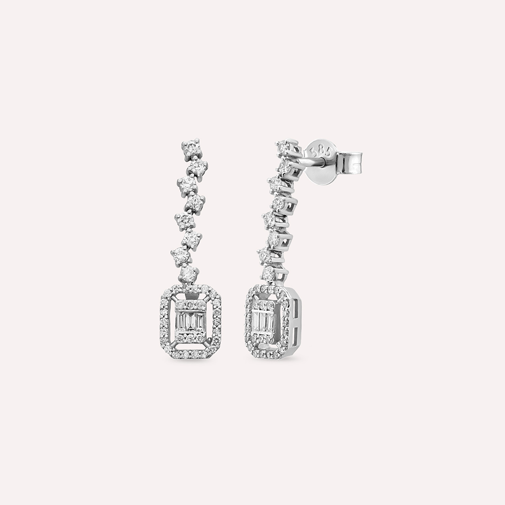 Vionne 0.64 CT Baguette Diamond White Gold Earrings - 1