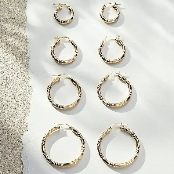Virelle S Yellow Gold Hoop Earrings - 4