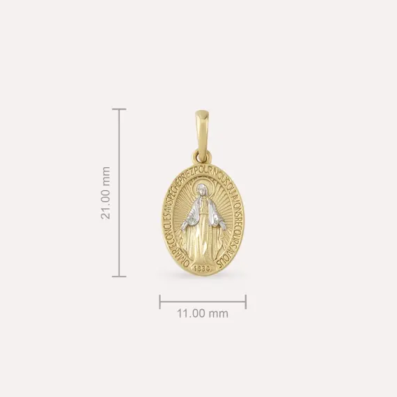 Virgin Mary Yellow Gold Medallion - 3