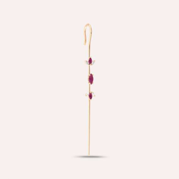 Virgo 0.58 CT Ruby and Diamond Cane Earring - 1