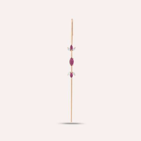 Virgo 0.58 CT Ruby and Diamond Cane Earring - 3