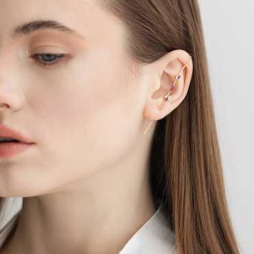 Virgo Yakut ve Pırlanta Taşlı Baston Küpe - Nev Jewellery (1)