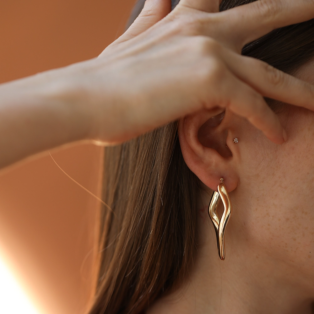 Vita Yellow Gold Italian Earring - 4