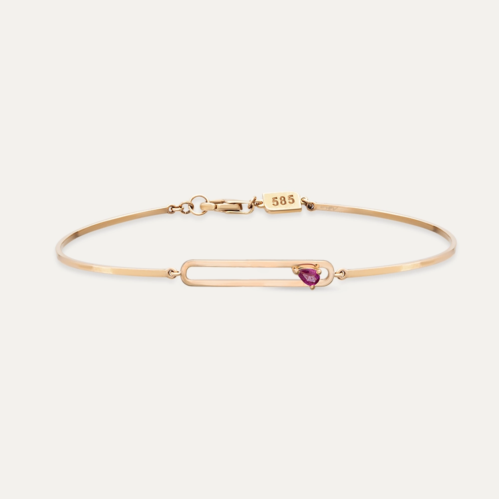 Vivien 0.20 CT Damla Kesim Yakut Taşlı Rose Altın Bileklik - Nev Jewellery (1)