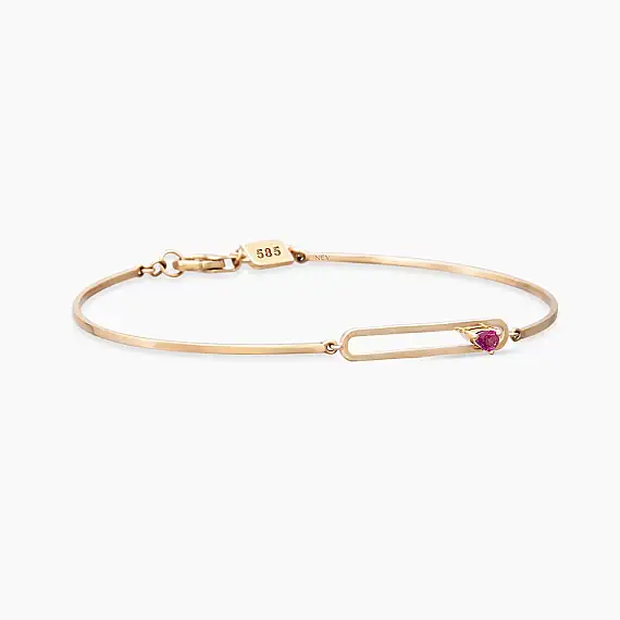 Vivien 0.20 CT Damla Kesim Yakut Taşlı Rose Altın Bileklik - 3