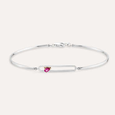 Vivien 0.16 CT Pear Cut Ruby White Gold Bracelet - Nev Jewellery