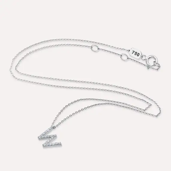 W Letter 0.15 CT Diamond White Gold Necklace - 4