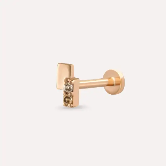 Wall Brown Diamond Rose Gold Piercing - 1