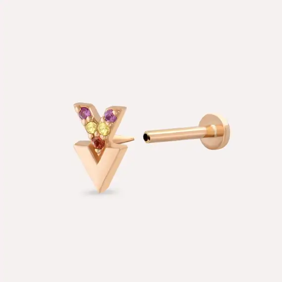 Way Multicolor Safir Rose Altın Piercing - 4