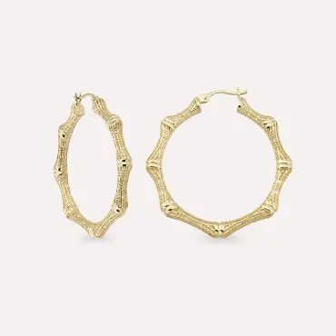 Weav Sarı Altın Halka Küpe - Nev Jewellery (1)