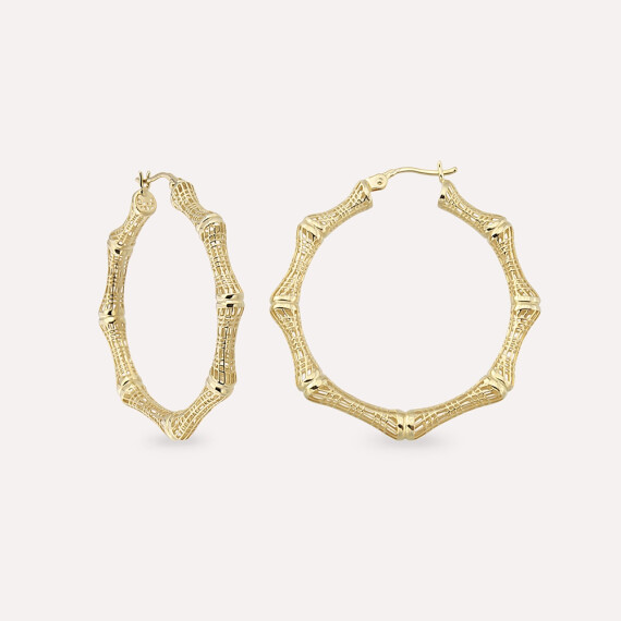 Weav Sarı Altın Halka Küpe - Nev Jewellery