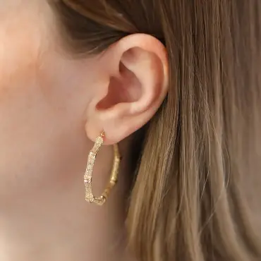Weav Sarı Altın Halka Küpe - Nev Jewellery (1)