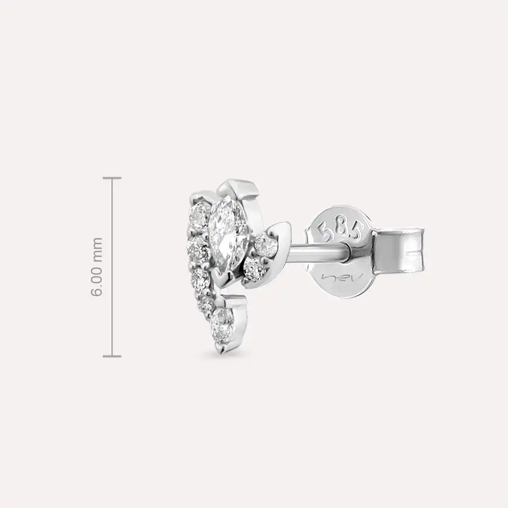Wendy Marquise Cut Diamond White Gold Single Earring - 3