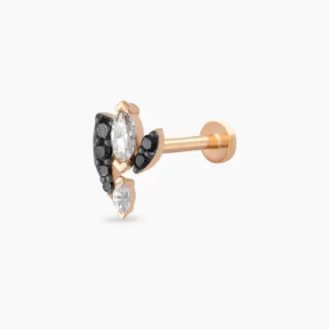Wendy Siyah Pırlanta Taşlı Rose Altın Piercing - Nev Jewellery (1)