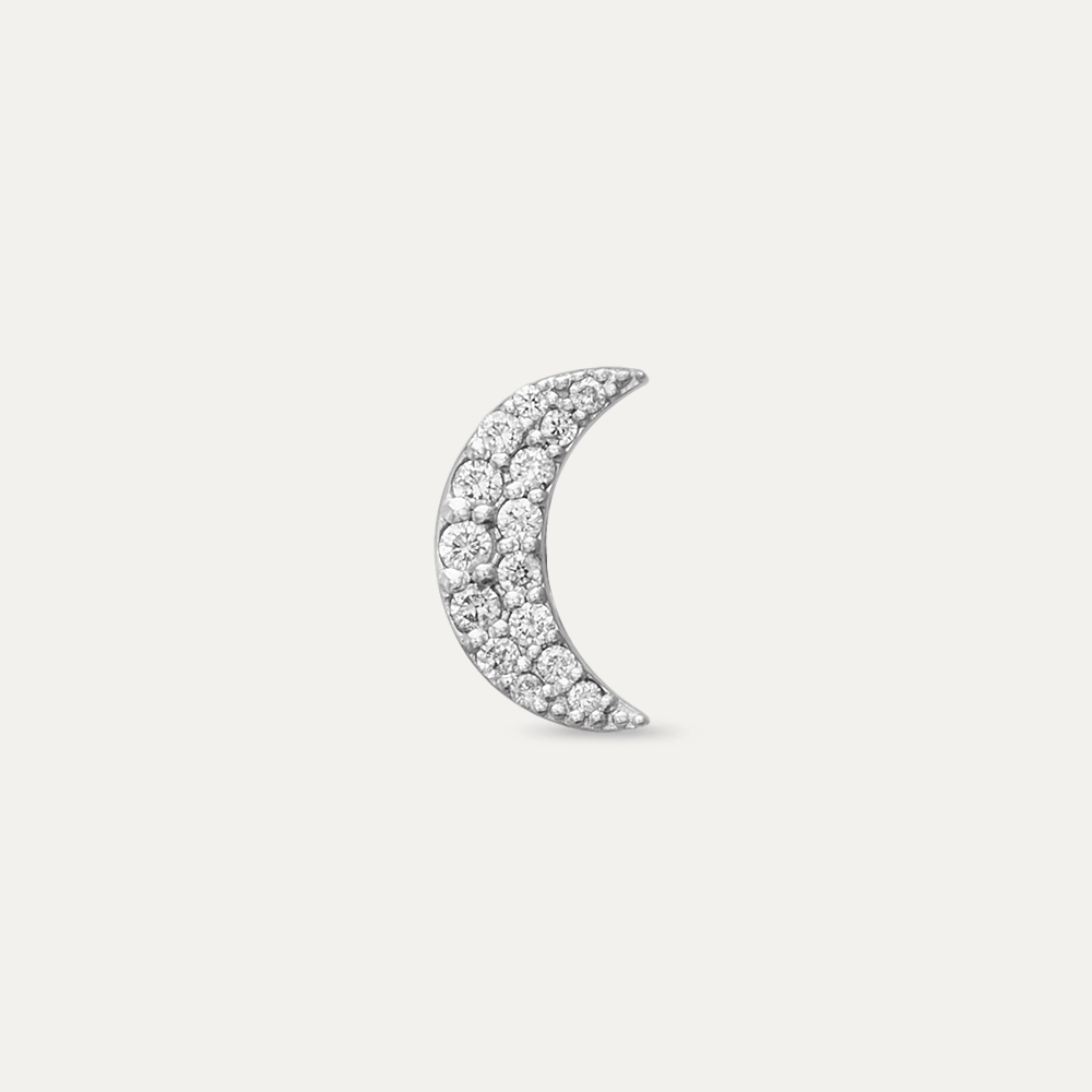 White Moon Pırlanta Taşlı Tek Küpe - Nev Jewellery (1)