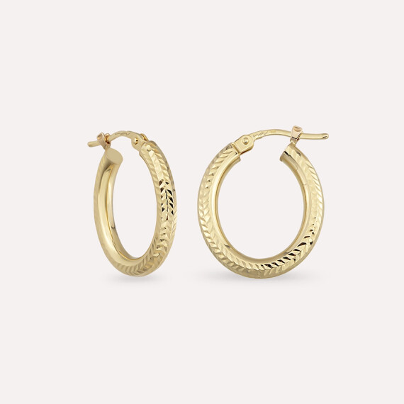 Willy Sarı Altın Halka Küpe - Nev Jewellery