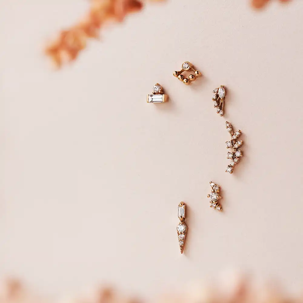 Asteroid Marquise Cut Diamond Rose Gold Piercing - 6