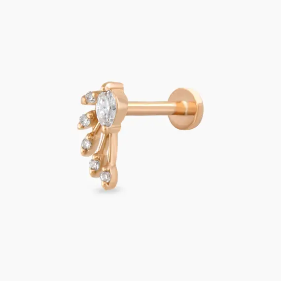 Asteroid Marquise Cut Diamond Rose Gold Piercing - 1