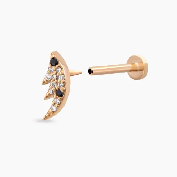 Wing Pırlanta Taşlı Rose Altın Piercing - 4