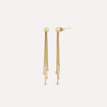 Witty Sallantılı Sarı Altın Küpe - Nev Jewellery (1)