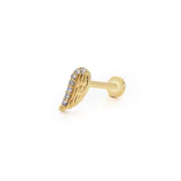 Yaprak Tasarım Taşlı Piercing - NEV JEWELLERY (1)