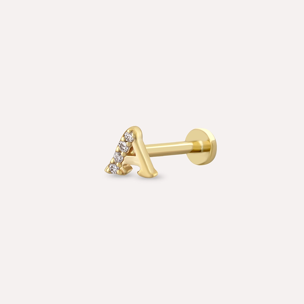 Yellow Gold Diamond Letter Piercing - 1