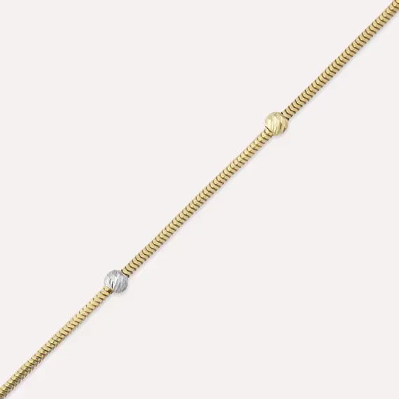 Yellow Gold Herringbone Bracelet with Dorica Detail - 3